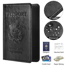 Load image into Gallery viewer, Passport and Vaccine Card Holder Combo, Passport Holder with Vaccine Card Slot, Passport Wallet, Passport Cover, Passport Case, Passport Holder for Women and Men (AA-Black)