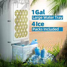 Load image into Gallery viewer, SEEPER Portable Evaporative Cooler, Strong Wind Speed Tower Fan w/Cooling Function, 12h Timer, 20ft Remote Control, 3 Modes Quiet Air Conditioner for Home, Small Room & Office