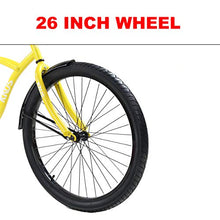 Load image into Gallery viewer, Knus Beach Cruiser Bike,26 inch Urban Single Speed Men Women's Cruiser Bicycle-Yellow