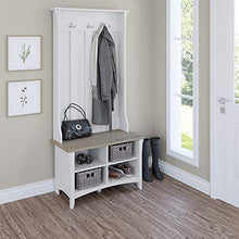Load image into Gallery viewer, Bush Furniture Salinas Hall Tree with Shoe Storage Bench, Pure White and Shiplap Gray