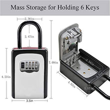 Load image into Gallery viewer, Key Lock Box Wall Mounted, Portable Lock Box for House Key, 5 Key Capacity, Weatherproof Resettable Code House Key Safe Security Lock Box for Indoor, Outdoor, Garage, Garden, Store (1 Pack)