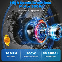 Load image into Gallery viewer, ECOTRIC Electric Bike 500W Foldaway Ebike 20" Fat Tire Folding Electric Bicycle 36V 12.5AH Lithium Battery Beach Snow Mountain E-Bike for Adults Commute Ebike for Female Male UL Certified