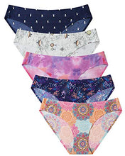 Load image into Gallery viewer, VOENXE Womens Seamless Underwear Breathable Stretch Bikini Panties (5 Pack Pattern Design, Medium)