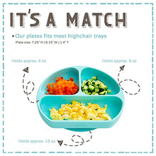 Load image into Gallery viewer, Baby to Toddler Silicone Suction Plate – Divided, BPA-Free Baby Led Weaning Plate Fits Most High Chair Trays – Dishwasher-, Oven-, & Microwave-Safe Kids Dishes by Silikong, 8.2x7.3x1.4 in. (Blue)
