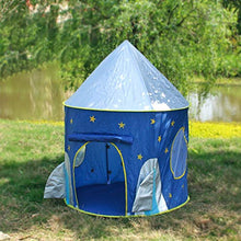 Load image into Gallery viewer, Qi Peng Children's Tent Game House ,Rocket Ship Tent ,Spaceship Tent for Kids ,Portable Foldable Pop Up Tent Blue Star Boys Girls