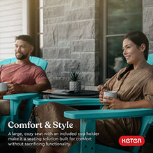 Load image into Gallery viewer, Keter 2 Pack Alpine Adirondack Resin Outdoor Furniture Patio Chairs with Cup Holder-Perfect for Beach, Pool, and Fire Pit Seating, Teal