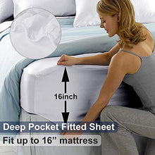 Load image into Gallery viewer, Wonwo Bed Sheet Set Queen Size Hotel Luxury Quality Sheets Brushed Microfiber 1800 Thread Count Sheets Hypoallergenic 16 inch Deep Pocket, 1 Flat Sheet, 1 Fitted Sheet, 2 Pillowcases, White