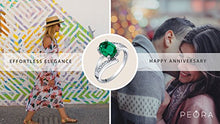 Load image into Gallery viewer, 14K White Gold Created Emerald and Diamond Solitaire Bypass Oval Ring 1.25 Carats Size 5