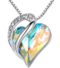 Load image into Gallery viewer, Leafael Infinity Love Heart Pendant Necklace Opal White April Birthstone Crystal Jewelry Gifts for Women, Silver-Tone, 18"+2"