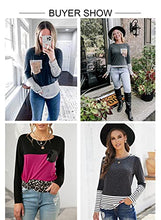 Load image into Gallery viewer, Diukia Womens Fall Cotton Long Sleeve Tee Tops Loose Casual Stripe Color Block Pocket Tunic Shirts for Ladies Teen Girls Juniors Khaki XL 16-18