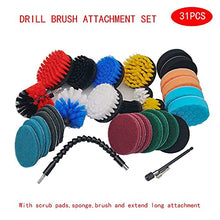 Load image into Gallery viewer, 31 Piece Drill Brush Attachments Set, Scrub Pads & Sponge,Power Scrubber Brush with Extend Long Attachment All Purpose Cleaning Kit for Grout, Tiles, Sinks, Bathtub, Bathroom, Kitchen and Automobile