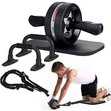 Load image into Gallery viewer, EnterSports Ab Roller Wheel, 6-in-1 Ab Roller Kit with Knee Pad, Resistance Bands, Pad Push Up Bars Handles Grips, Perfect Home Gym Equipment for Men Women Abdominal Exercise