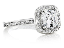 Load image into Gallery viewer, Zoe R Sterling Silver Micro Pave Hand Set Cubic Zirconia Halo 6mm Cushion-Cut Center Wedding Set Size 6