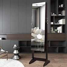 Load image into Gallery viewer, ORAF Jewelry Organizer, Jewelry Armoire Cabinet Standing Jewelry box with Full body Mirror and Large Storage Lockable Wooden Cabinet (Regular, Brown)