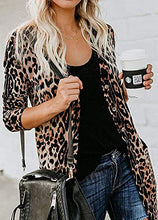 Load image into Gallery viewer, Shirt Cardigan for Women Printed Cardigan Leopard Coat Long Sleeve Open Front Cardigan Top w Pockets Brown