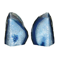 Load image into Gallery viewer, JIC Gem Home Decorative 2 to 3 Lbs Polished Geode Agate Bookends 1 Pair with Rubber Bumpers Dyed Blue Color