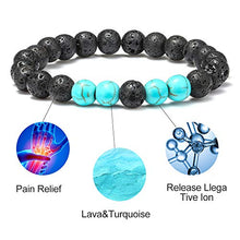 Load image into Gallery viewer, M MOOHAM Lava Rock Bracelet - 8mm Lava Rock Bead Blue Turquoise Anxiety Bracelet, Men Women Stress Relief Yoga Beads Aromatherapy Essential Oil Diffuser Healing Bracelets