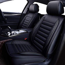 Load image into Gallery viewer, OASIS AUTO OS-001 Leather Car Seat Covers, Faux Leatherette Automotive Vehicle Cushion Cover for 5 Passenger Cars & SUV Universal Fit Set for Auto Interior Accessories (Full Set, Black)