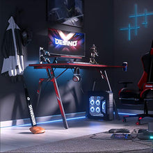 Load image into Gallery viewer, DESINO Gaming Desk 40 inch PC Computer Desk, Home Office Desk Table Gamer Workstation with Cup Holder and Headphone Hook, Black