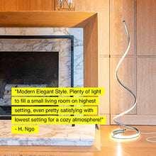 Load image into Gallery viewer, Brightech Allure - 32” Bright LED Spiral Lamp Gets Compliments - Modern Curved Pole Light for Bedrooms & Living Rooms - Floor Standing/End Table Lamp with Built In Dimmer Switch - Platinum