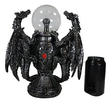 Load image into Gallery viewer, Ebros Gift Mythical Fantasy Gothic Guardian Dragon Duo with Crystal Static Plasma Storm Ball Table Lamp Sculpture Medieval Home Decor Globe Lights As Enchanting Renaissance Dragons Accent Statue