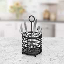 Load image into Gallery viewer, Spectrum Diversified Contempo Caddy Cutlery, Modern Dining Table Décor & Kitchen Organization, Silverware Holder with Handle, Black
