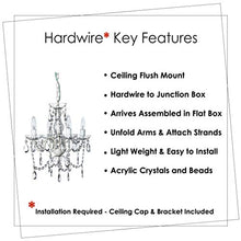 Load image into Gallery viewer, The Original Gypsy Color 4 Light Crystal White Hardwire Flush Mount Chandelier H17.5”xW15”, White Metal Frame with Clear Glass Stem and Clear Acrylic Crystals & Beads That Sparkle Just Like Glass
