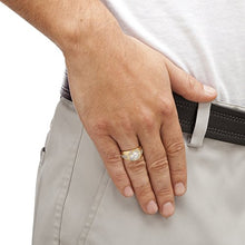 Load image into Gallery viewer, Men's 14K Yellow Gold over Sterling Silver Square Cut Cubic Zirconia Octagon Ring Size 13