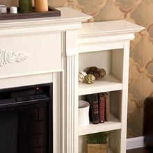 Load image into Gallery viewer, SEI Furniture Tennyson Electric Bookcases Fireplace, Ivory