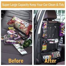Load image into Gallery viewer, JUSTTOP Black Car Backseat Organizer with Touch Screen Tablet Holder + 9 Storage Pockets Kick Mats Car Seat Back Protectors, 2 pack
