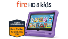 Load image into Gallery viewer, Fire HD 8 Kids tablet, 8" HD display, ages 3-7, 32 GB, includes a 1-year subscription to Amazon Kids+ content, Purple Kid-Proof Case, (2020 release)