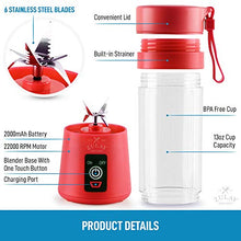 Load image into Gallery viewer, Zulay Portable Blender For Shakes And Smoothies - USB Rechargeable Portable Smoothie Blender Small For Travel - 13oz Capacity Personal Mini Blender Portable - Red