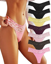 Load image into Gallery viewer, FINETOO 7 Pack Thongs for Women Sexy Panties Seamless Stretch Breathable No Show Lace Thong Underwear