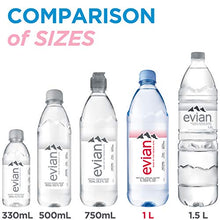 Load image into Gallery viewer, evian Natural Spring Water 1 Liter (Pack of 6), Naturally Filtered Spring Water, Naturally Filtered Spring Water in Large Bottles