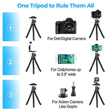 Load image into Gallery viewer, Phone Tripod, UBeesize 12 Inch Flexible Cell Phone Tripod Stand Holder with Wireless Remote Shutter & Universal Phone Mount, Compatible with iPhone/Android/DSLR/GoPro Camera