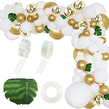 Load image into Gallery viewer, RUBFAC 146pcs White Balloon Garland Arch Kit, White Gold and Gold Confetti Balloons with Tools for Shower, Wedding, Birthday, Graduation Anniversary Background Decorations