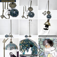 Load image into Gallery viewer, Tiffany Style Reading Floor Lamp Sea Blue Stained Glass Crystal Bead Dragonfly 12 Inch Lampshade 64 Inch Tall Arched Base Antique Light for Living Room Bedroom Coffee Table Gifts S147 WERFACTORY