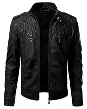 Load image into Gallery viewer, Men's Black Genuine Lambskin Leather Biker Jacket VINTAGE REAL MOTORCYCLE JACKETS FOR MEN (XX-LARGE)