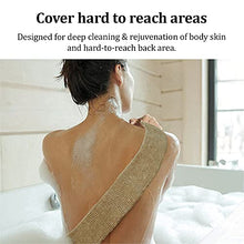 Load image into Gallery viewer, Natural Back Scrubber for Shower for Men and Women - Set of Hemp Back Washer & Exfoliating Glove for Body- Long Back Sleeve with Scrub Mitten for Deep Cleaning & Skin Relax