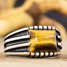 Load image into Gallery viewer, Natural Tiger Eye Stone Solid 925 Sterling Silver Ring for Men (7.5)