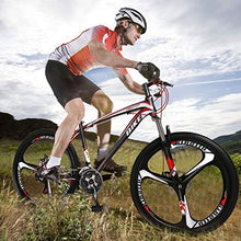 Load image into Gallery viewer, PanAme Mountain Bike 26 Inches Outroad 21 Speed Suspension Fork Anti-Slip Bicycle with Dual Disc Brake and High Carbon Steel Frame for Men and Women, Red