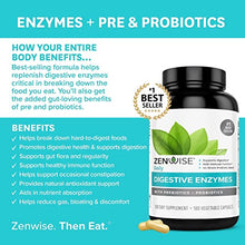 Load image into Gallery viewer, Zenwise Health Digestive Enzymes Plus Prebiotics & Probiotics Supplement, 180 Servings, Vegan Formula for Better Digestion & Lactose Absorption with Amylase & Bromelain, 2 Month Supply