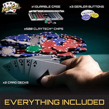 Load image into Gallery viewer, Fat Cat 11.5 Gram Texas Hold 'em Claytec Poker Chip Set with Aluminum Case, 500 Striped Dice Chips