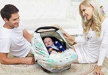 Load image into Gallery viewer, Stretchy Baby Car Seat Covers for Boys Girls, Infant Car Canopy Spring Autumn Winter,Snug Warm Breathable Windproof, Adjustable Peep Window,Universal Fit,Baby Elephant