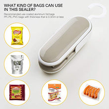 Load image into Gallery viewer, Bag Sealer, 2 In1 Food Sealer for Food Savers Mini and Cutter Portable Handheld Heat Vacuum Sealer with Detachable Hook for Snack Plastic Bag Food Storage