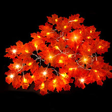 Load image into Gallery viewer, Thanksgiving Decorations Lighted Fall Garland, Fall Maple Leaves String Lights for Indoor Outdoor Total 32 ft 100 LED Maple Leaves Light,Halloween String Lights Fall Decor for Home Holiday