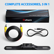 Load image into Gallery viewer, HD eRapta ERT01 Backup Camera Rear View License Plate Reverse Camera Universal for Pickup Truck Car SUV 149° Perfect Angle Night Vision 9 Level Waterproof 720 Image