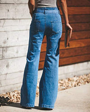 Load image into Gallery viewer, SUNSIOM Women Jeans High Waist Wide Leg Denim Flare Loose Jeans Palazzo Office Lady Retro Jeans Long Pants with Belt