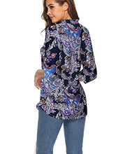 Load image into Gallery viewer, CEASIKERY Women's 3/4 Sleeve Floral V Neck Tops Casual Tunic Blouse Loose Shirt 008
