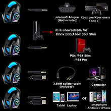 Load image into Gallery viewer, Gaming Headset with Mic LED Light On Ear Gaming Headphone PS4,3.5mm Wired Gaming Headset for PC Mac Laptop Gamer Headphone (Blue)
